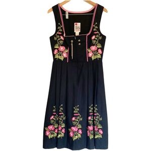 VTG Rose Dirndl Womens Sz 40 German Folk Dress Oktoberfest Embroidered Floral
